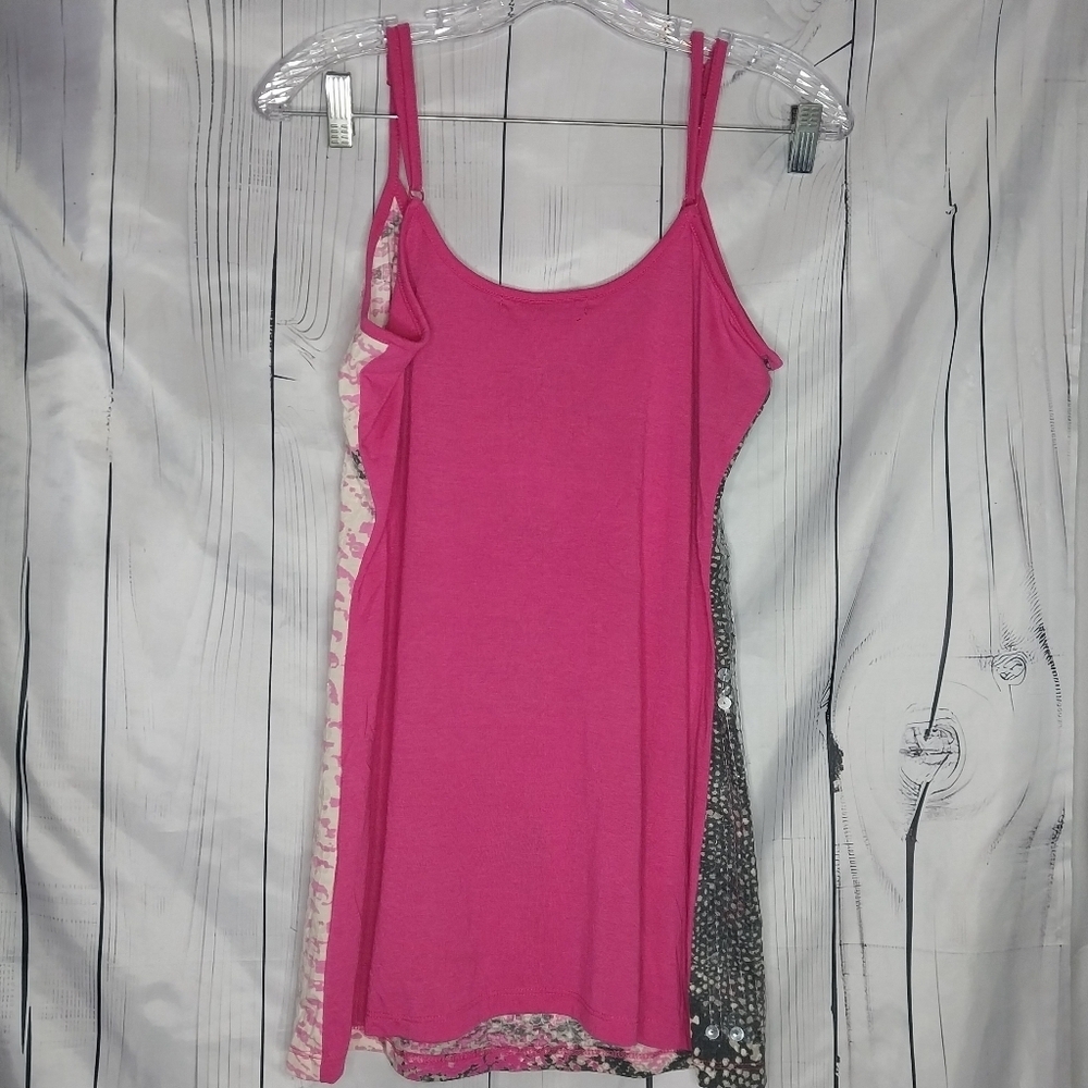 Almost Famous Pink and Silver Sequin Snakeskin Print Y2K Spaghetti Strap Top - Picture 6 of 8